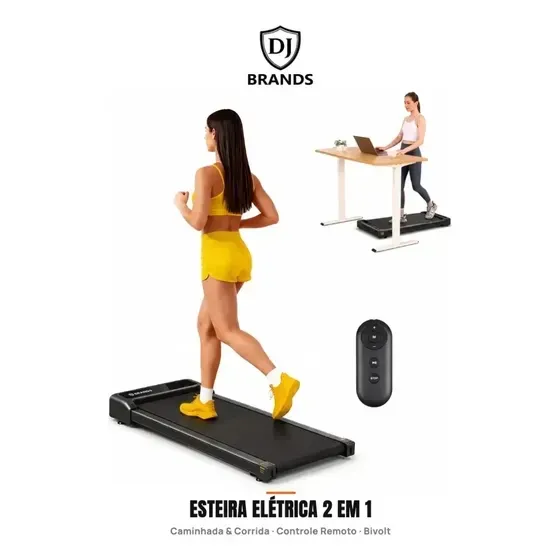 Esteira Elétrica Ergométrica DJ Brands Bivolt 110/220 Controle Remoto 120kg Residencial Caminhada Corrida Fitness Academia Casa Silenciosa