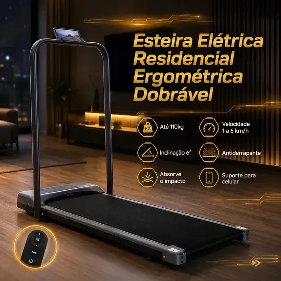 Esteira Elétrica Compacta Dobrável Silenciosa Para Treino Doméstico