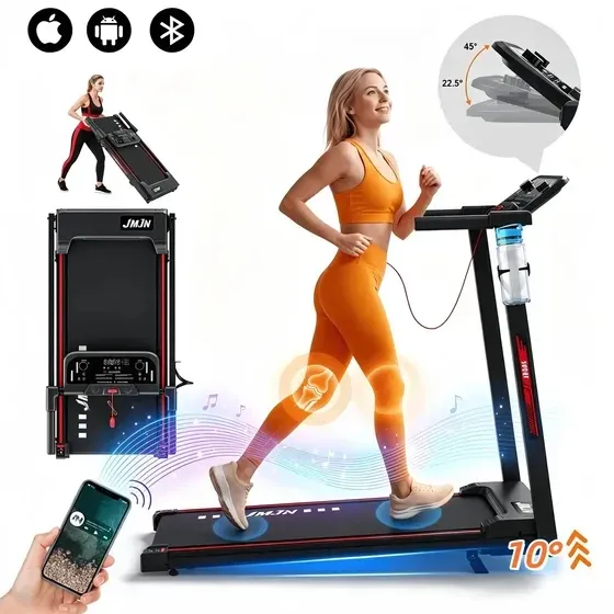 Esteira Ergométrica Elétrica Dobrável Residencial JMJN com Bluetooth, tela LED, 14 km/h, 120 kg