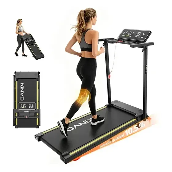 Esteira Ergométrica KiNVO RNR-01B Dobrável para Casa com App e Monitor Cardíaco