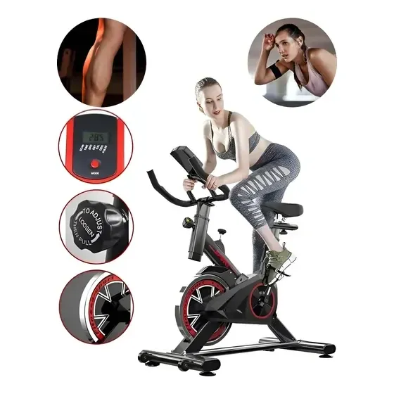 Bicicleta Spinning Ergométrica Profissional Kobe Preto e Vermelho