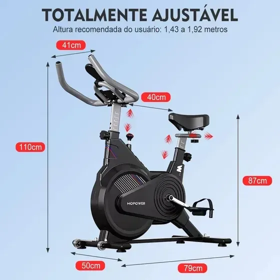 Bicicleta Spinning Python Fly MOPower com Resistência Mecânica, Volante de 5 kg e Suporte para 150 kg