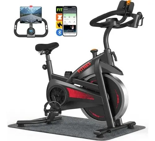 Bicicleta Ergométrica Spinning Rmira NT7 com Bluetooth e Tapete, Volante de 12kg