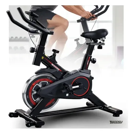 Bicicleta Spinning Premium Woosh Com Visor e Medidor de Pulso Ergométrica Semi Profissional Bike Sport Preto